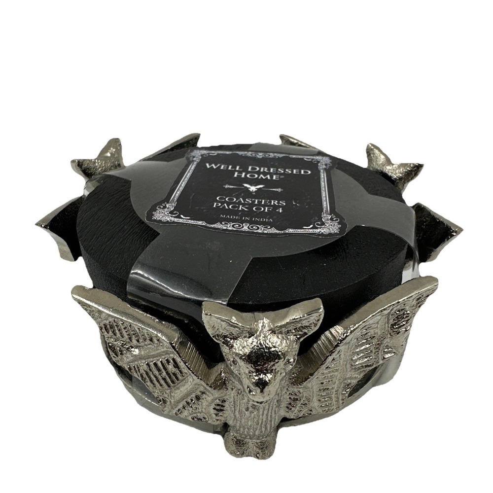 Well Dressed Home Bat Coaster Set of 4 Gothic Home Halloween Drink Rest